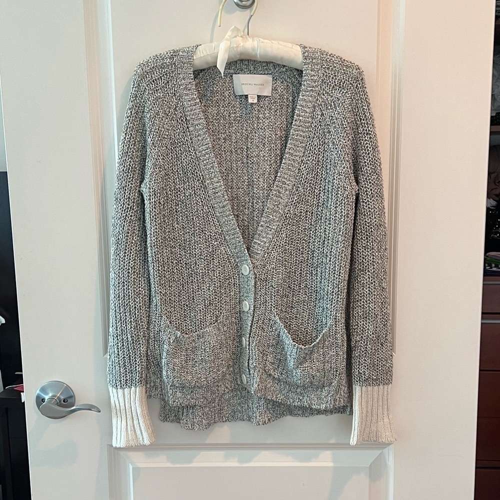 BROCHU WALKER Heather Gray Long Sleeve Cardigan Sweater Size S